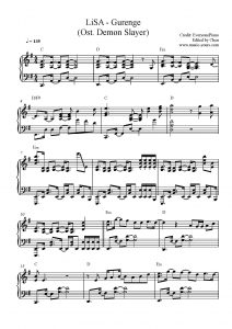 LiSA - Gurenge (Ost. Demon Slayer) Piano Sheet Music โน๊ตเปียโน เรียนเปียโน สอนเปียโน เปียโนป๊อป